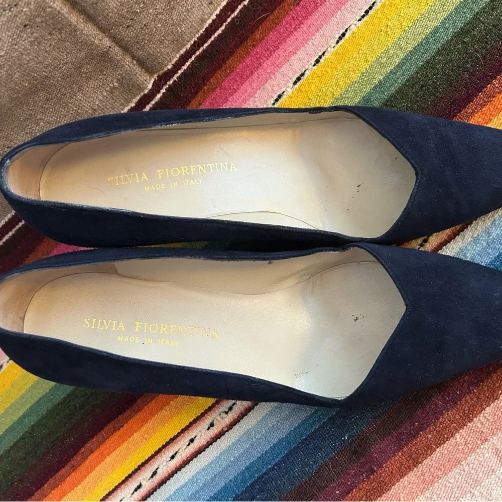 Silvia Fiorentina Dark Blue Suede Heels